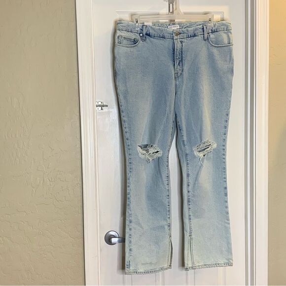 Good American Good Boyfriend Distressed Jeans Denim Women Blue Size 16 - Picture 4 of 12